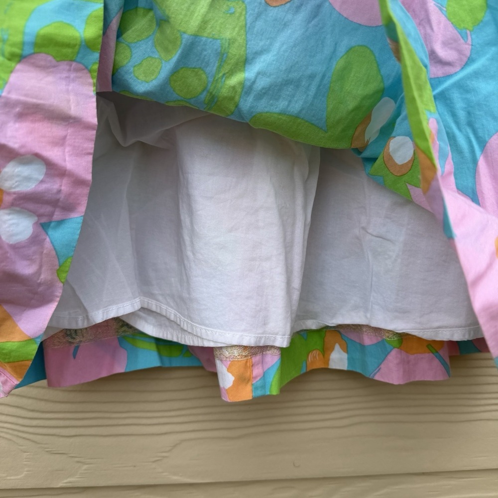 Lilly Pulitzer Y2K Floral Strapless Dress Sz4 Bow Back Fit Flare Preppy Cottage - Picture 7 of 10
